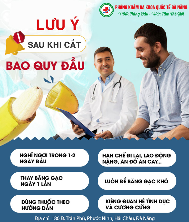 lưu ý sau khi cắt bao quy đầu