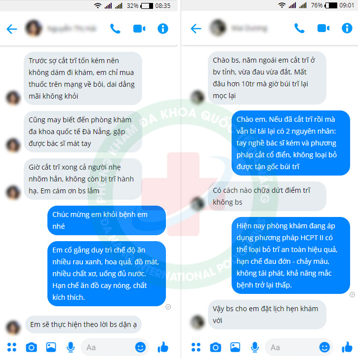 đánh giá của bệnh nhân khi cắt trĩ tại phòng khám
